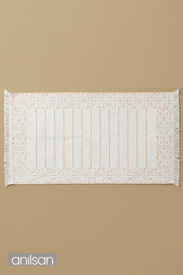 Aflora 100% Cotton Foot Towel - White-Orange 60X130, 690 Gr