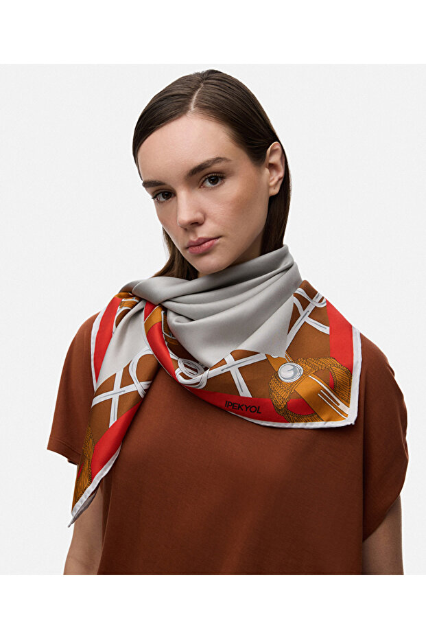 Görsel baskılı ipek eşarp - 2