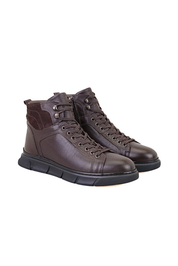Axel Brown Men's Zippered Leather Boots