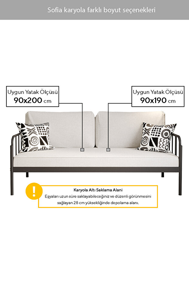 Sofia Sedir Metal Karyola - 7