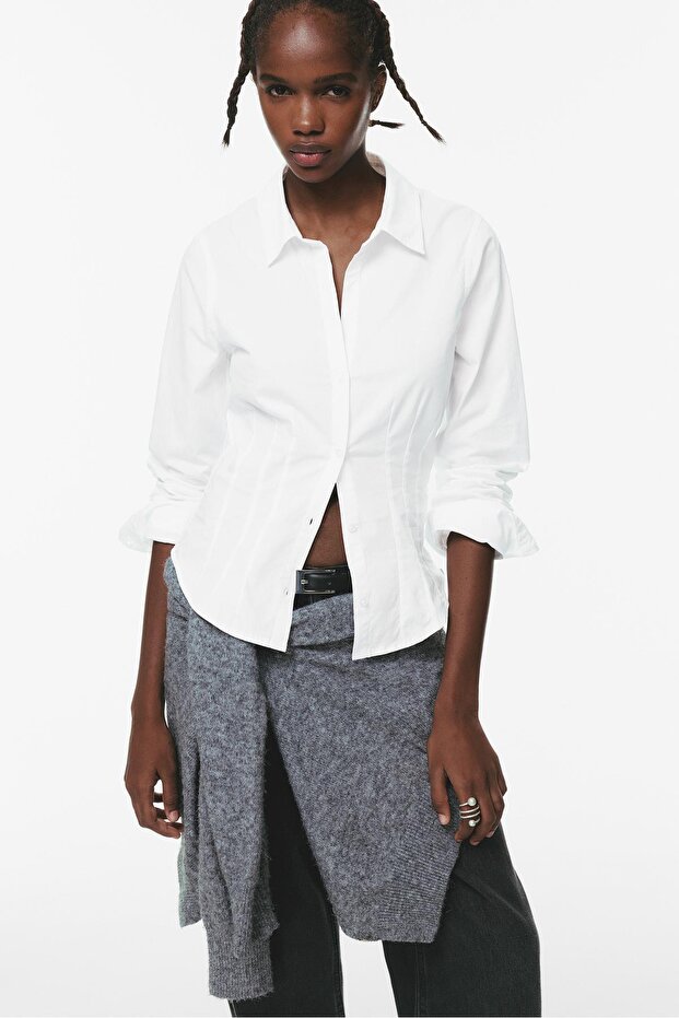 Pens detaylı dar kesim gömlek - 1