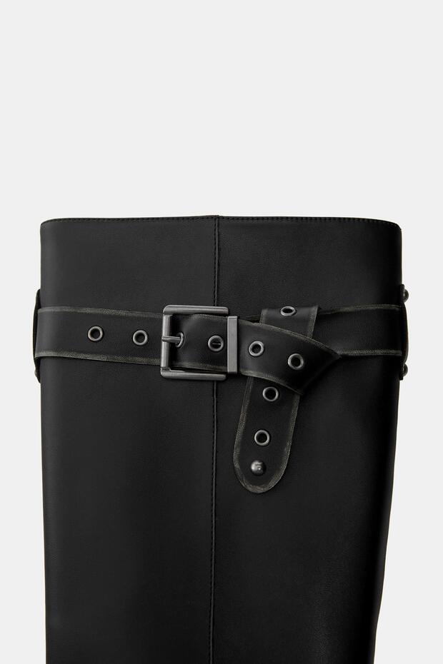 Yüksek bilekli eskitme biker bot - 2