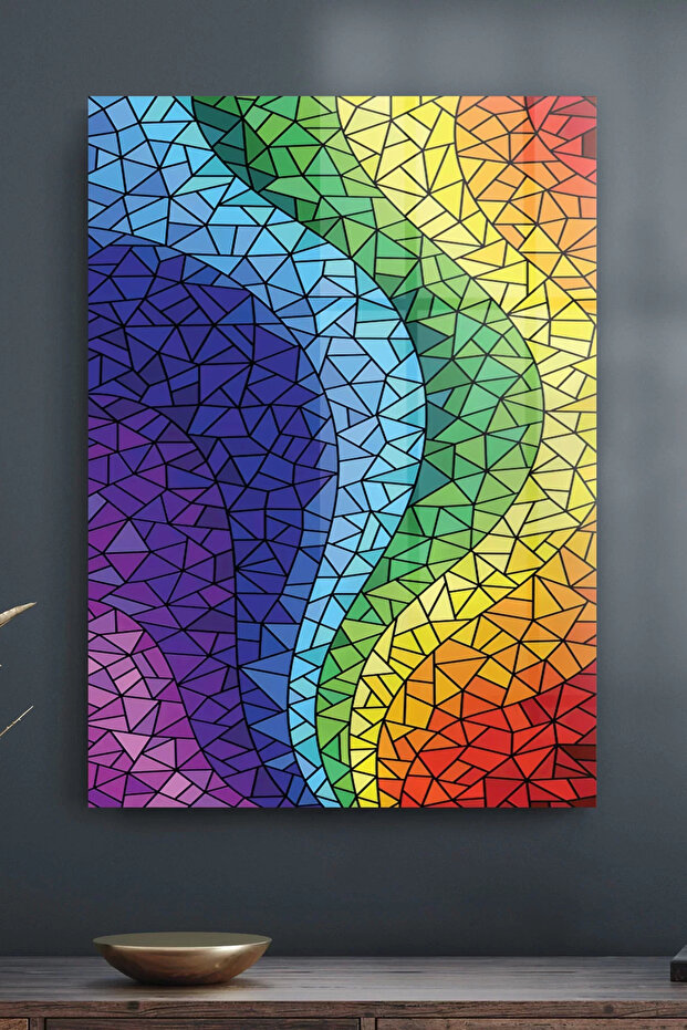 Glass Table Rainbow Patterned - 1