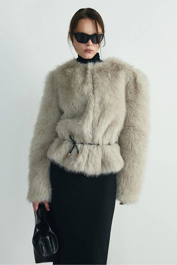Gray Lexi Faux Fur Coat