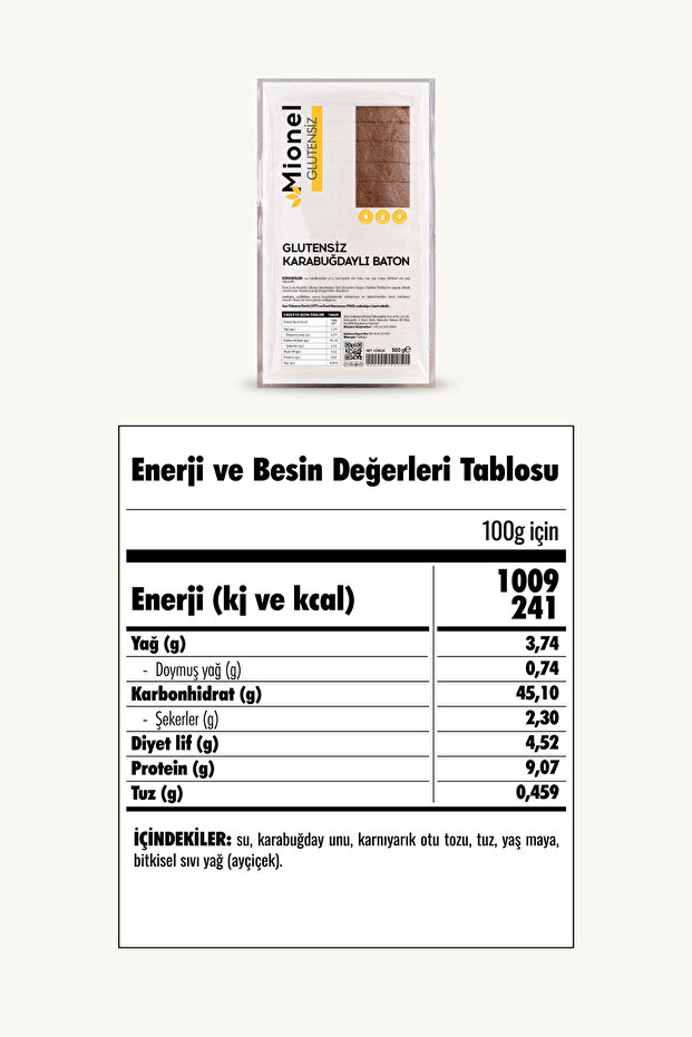 Glutensiz Karabuğdaylı Baton Ekmek 500g - 2