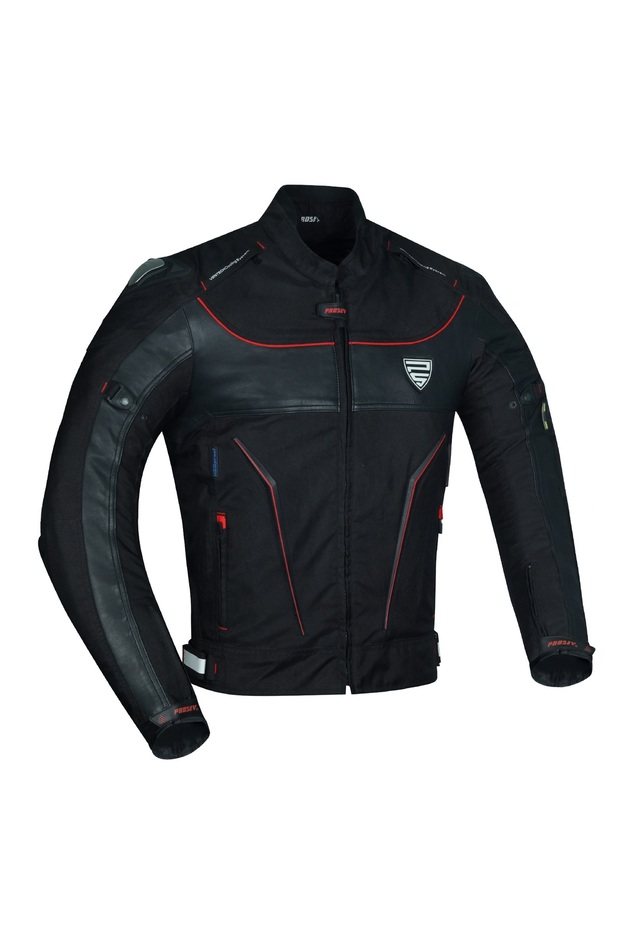 Motorcycle Jacket 4 Seasons Maxdura and Leather Fabric Model with Hoogruh Fabric Motorbike Jacket Black