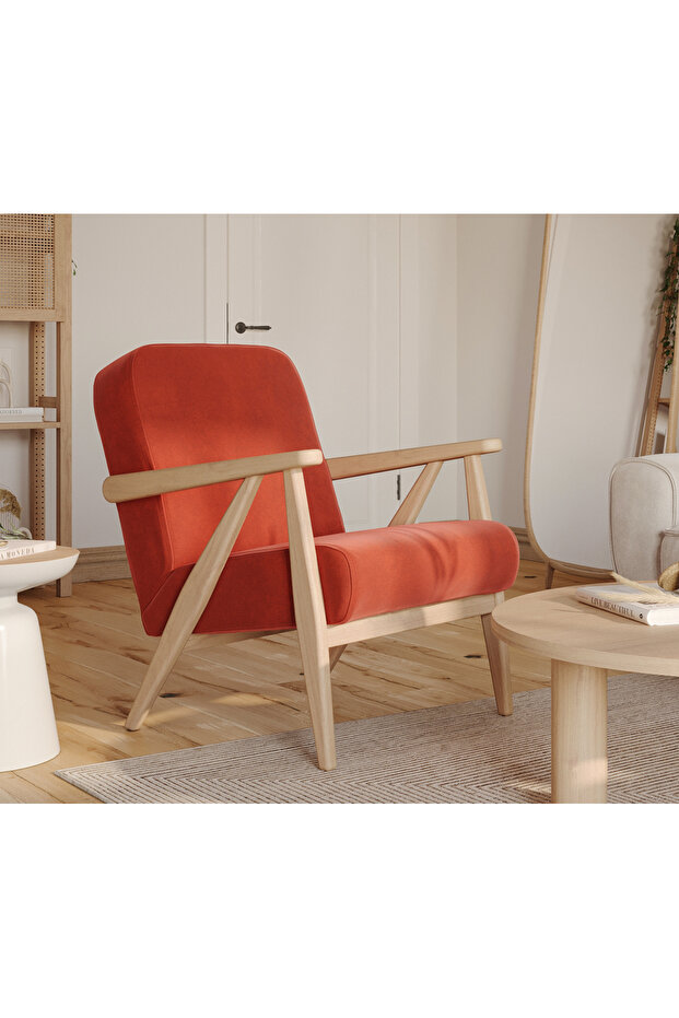 Levy Açık Meşe Berjer - Kadife - 1