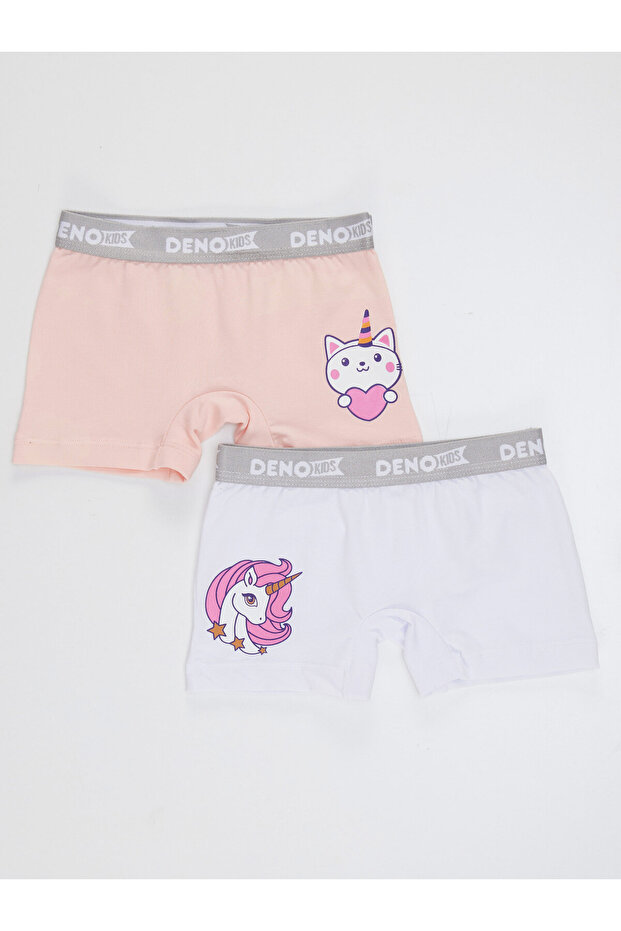 Girl's Pink-white 2 Pieces Boxer Set