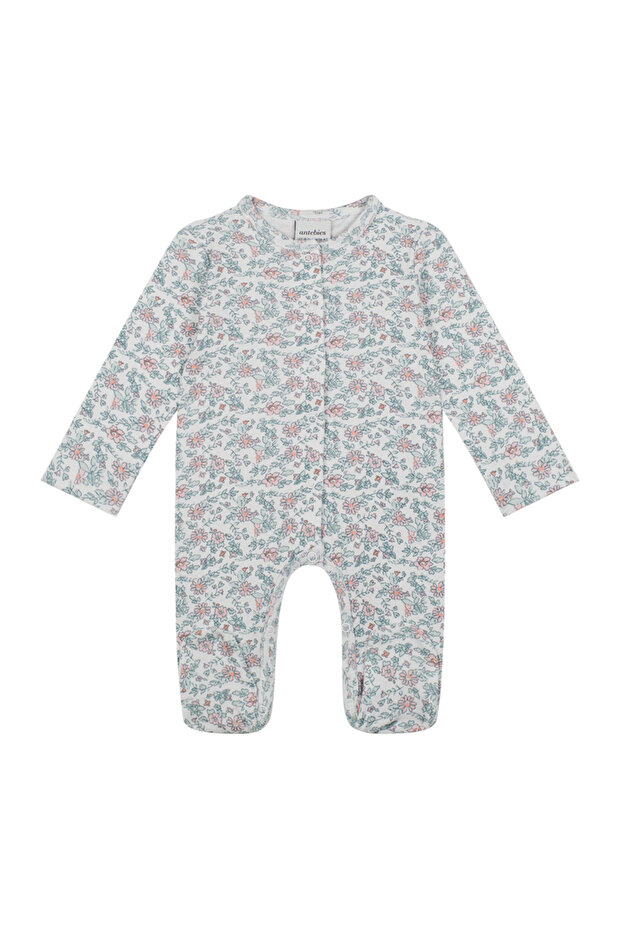 Organic White Long Sleeve Baby Girl Romper with Booties