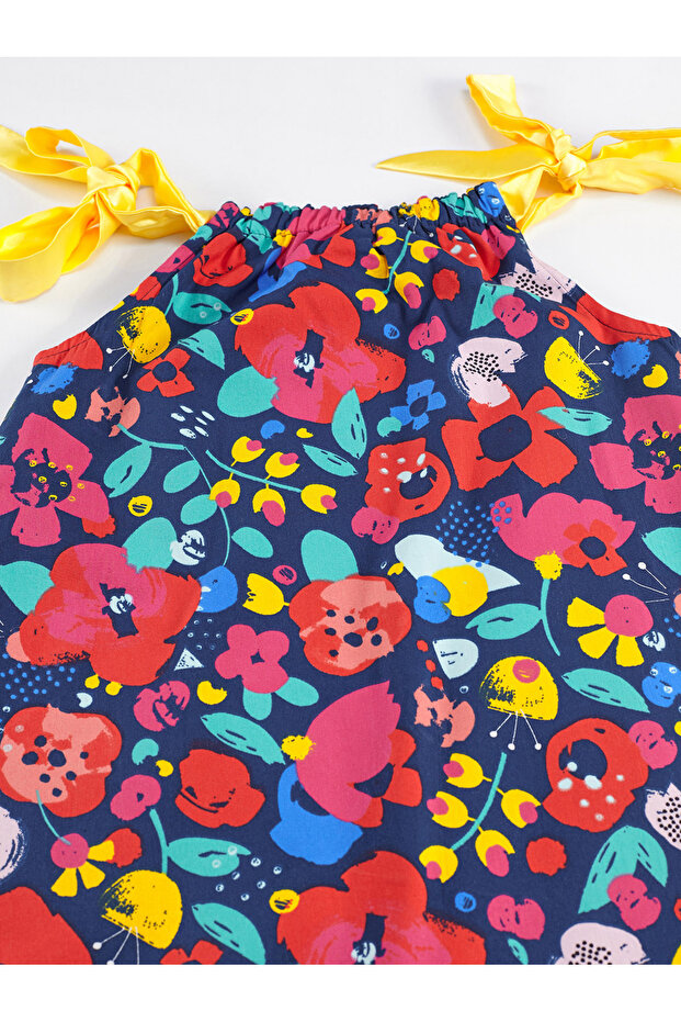 Mädchen - Frühlings-Sommerkleid mit Blumenmuster und Trägern - 5