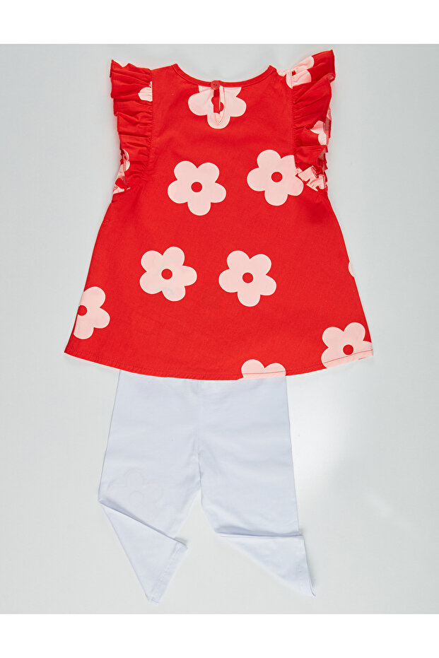 Frosch-Tunika-Strumpfhosen-Set für Mädchen in Rot und Weiß - 4