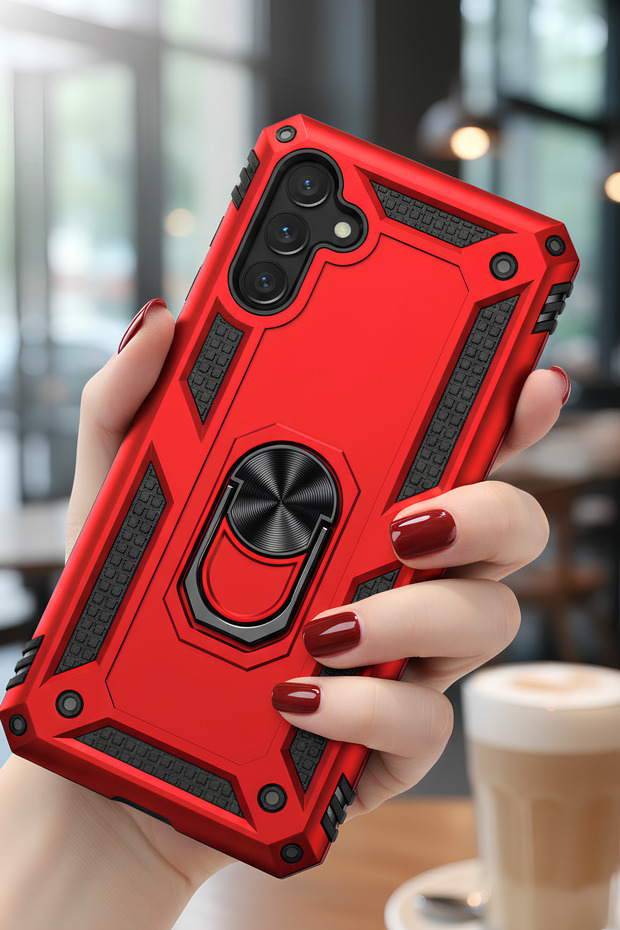 Galaxy A25 Compatible Tank Silicone Case with Ring Stand
