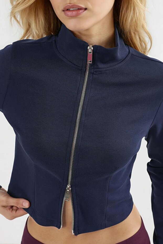 BUSEM Fermuarlı Vücuda Oturan Örme Ceket - 6