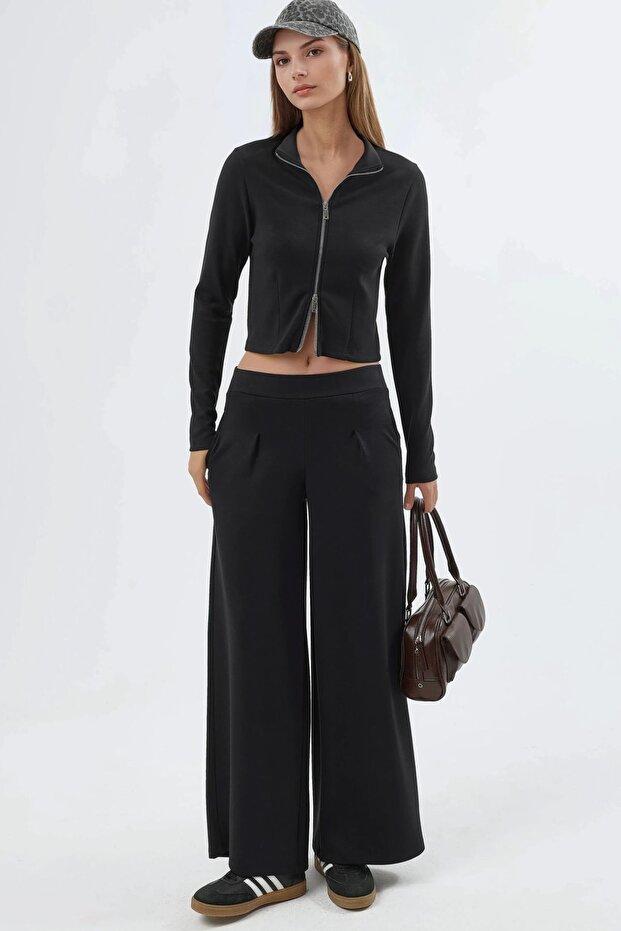 BUSEM Fermuarlı Vücuda Oturan Örme Ceket - 6