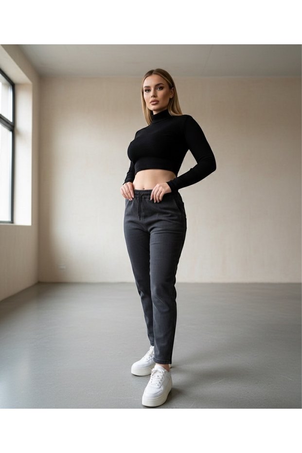Bel Lasti̇kli̇ Mom Jeans Pantolon