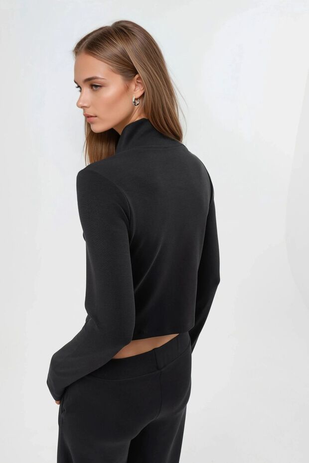 BUSEM Fermuarlı Vücuda Oturan Örme Ceket - 2