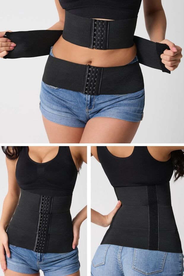 Latex Hourglass Look Waist Corset with Agrafla