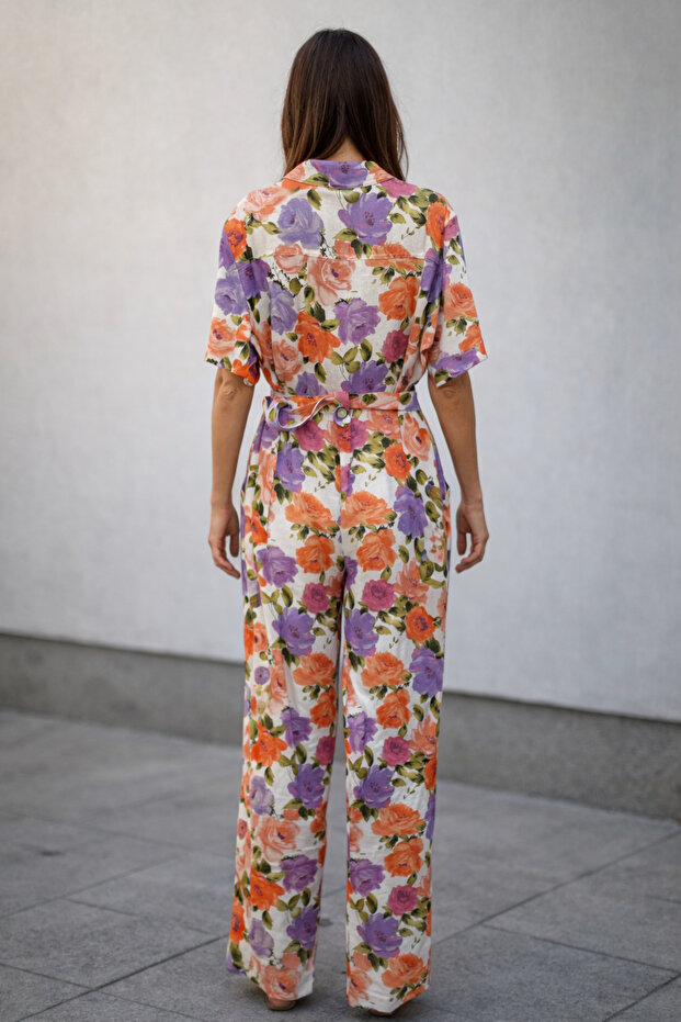 Çiçek Desenli Tulum - 4