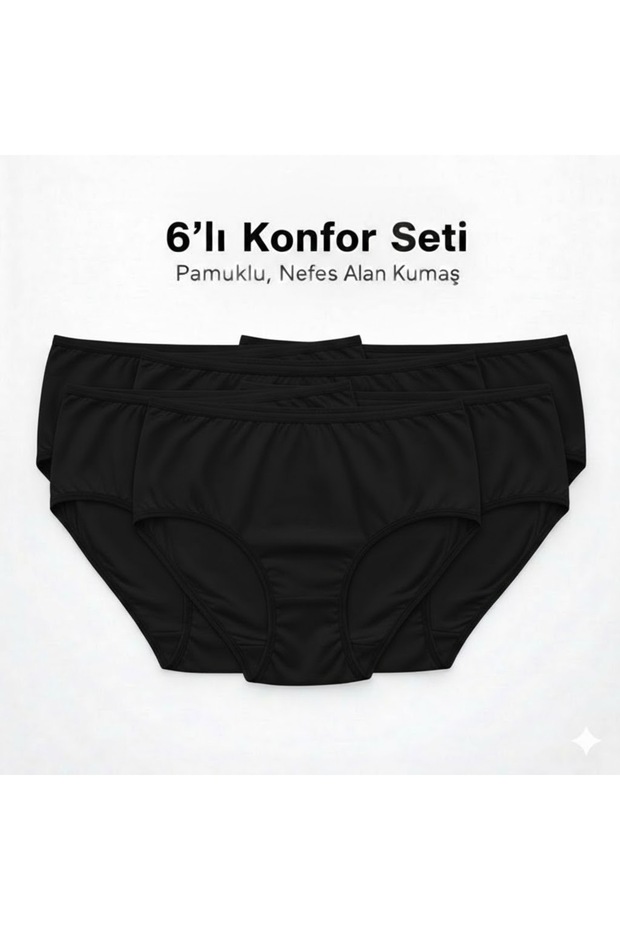 6-Piece Natural Panties Set Cotton Breathable Fabric