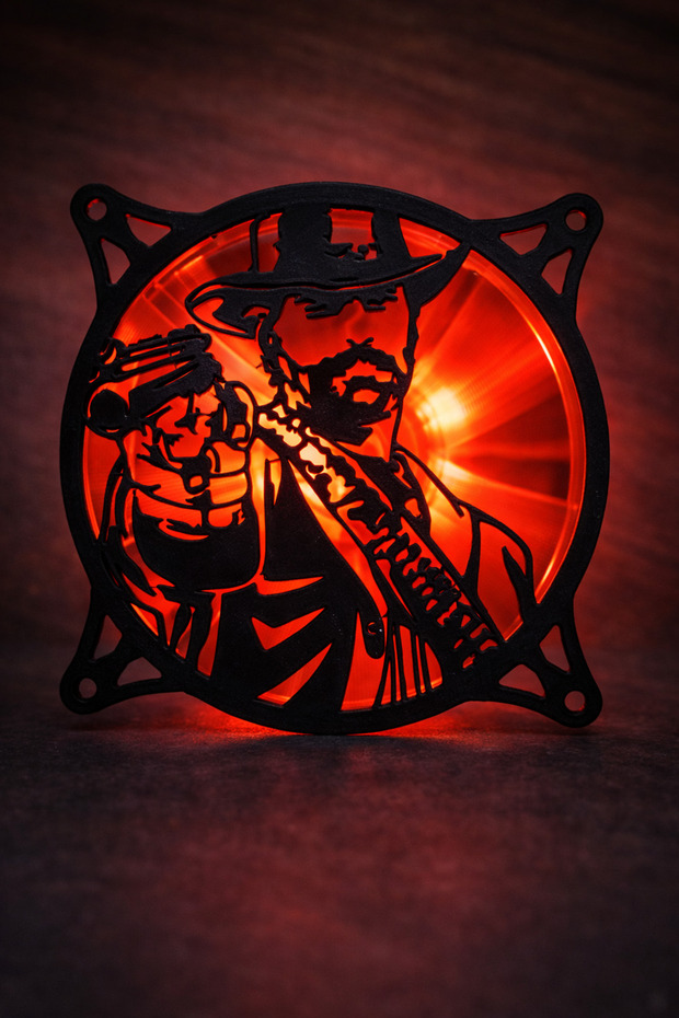 RDR 2 ملحق مروحة الكمبيوتر باللون الأسود - غطاء مروحة الكمبيوتر المكتبي - 120x120 ملم - قطعة واحدة