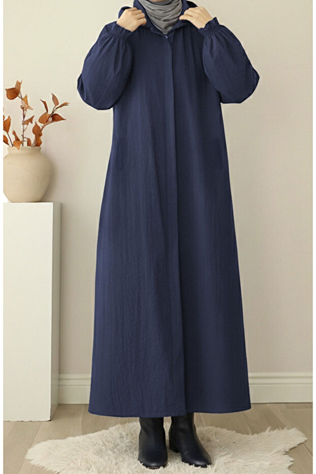 Hooded Raincoat - Navy Blue
