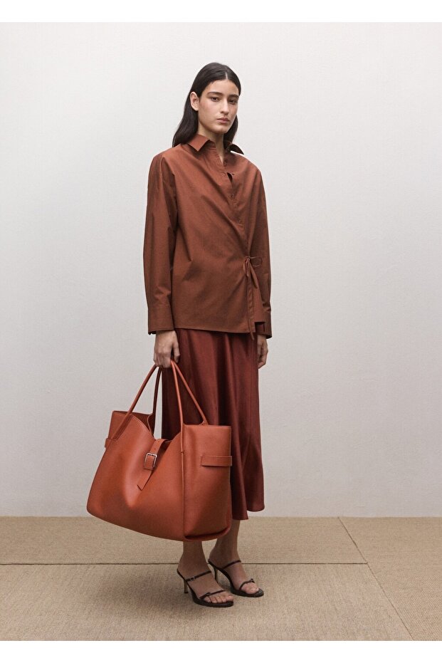 Pamuklu kruvaze gömlek - 8