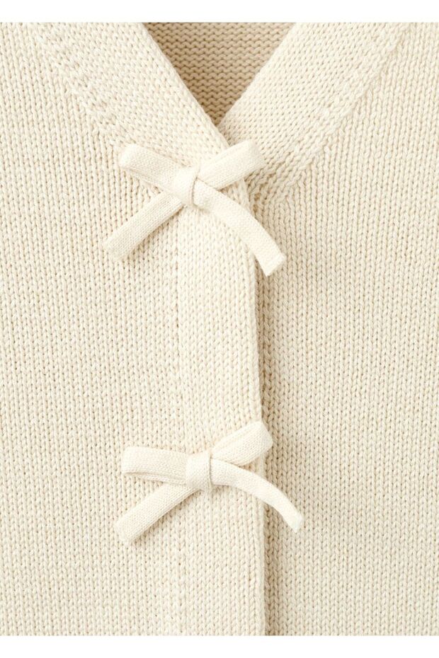 Bağ detaylı triko hırka - 8