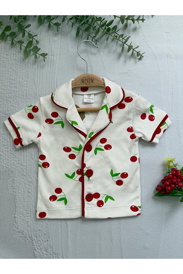 Cherry Printed Summer Pajama Set - 3