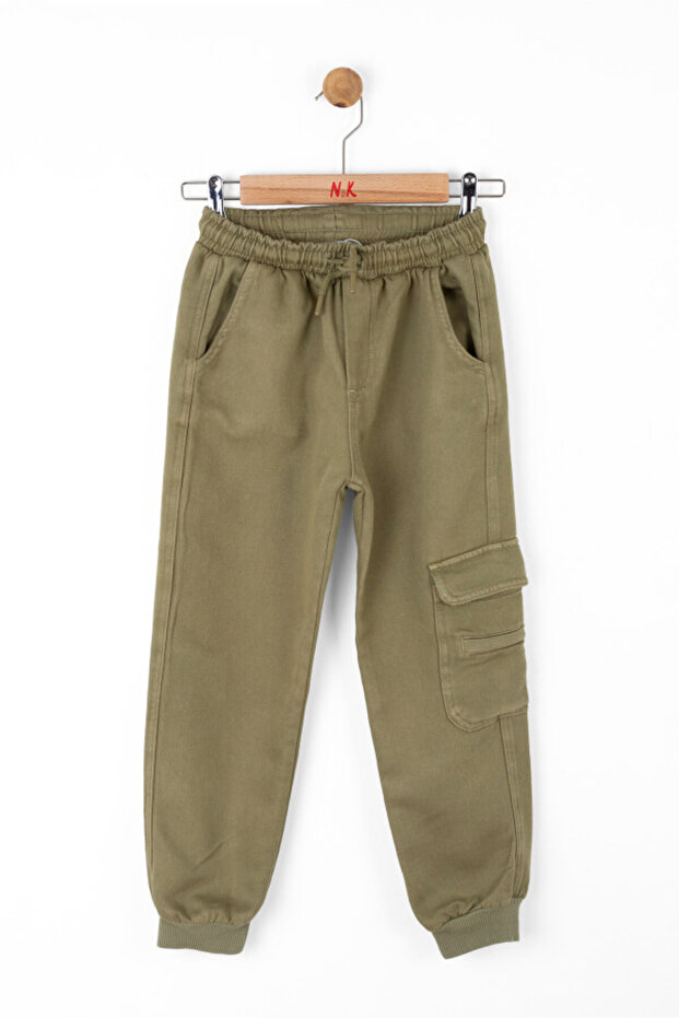 Cargo pockets elastic waist belt elastic leg boy's pants 8-14 years 67701