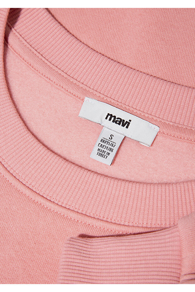 Bisiklet Yaka Pembe Basic Sweatshirt 1610198-91003 - 6