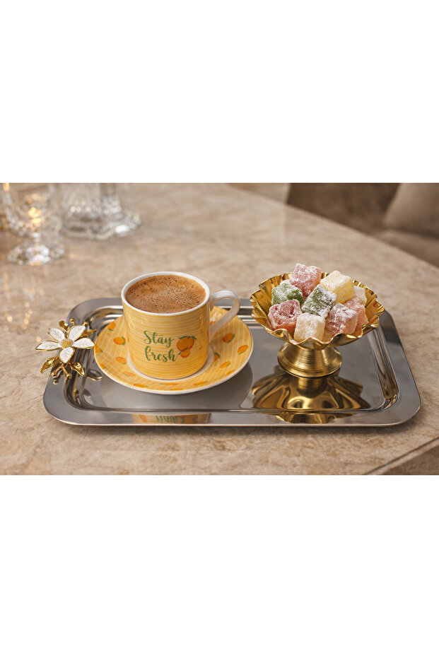 2-Piece Luxury Daisy Short Baton Tray 14X24 cm – Tea, Coffee and Promise Tray