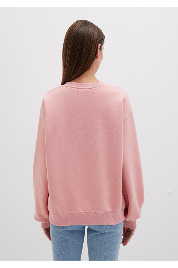 Bisiklet Yaka Pembe Basic Sweatshirt 1610198-91003 - 4