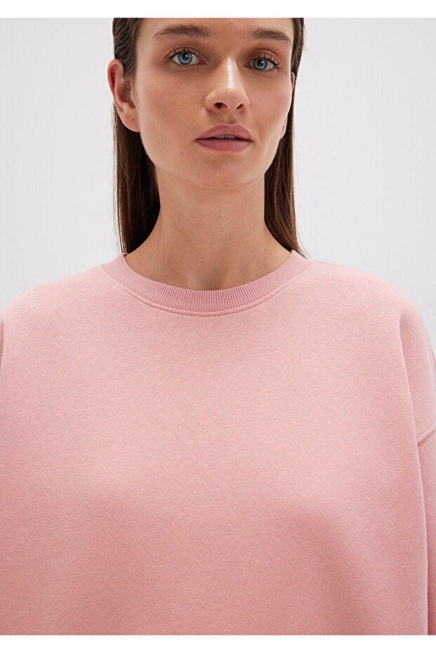 Bisiklet Yaka Pembe Basic Sweatshirt 1610198-91003 - 5