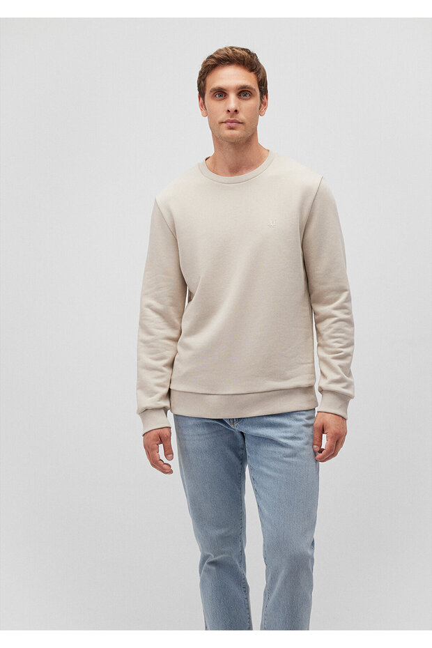 Bisiklet Yaka Bej Basic Sweatshirt 065751-35111 - 2