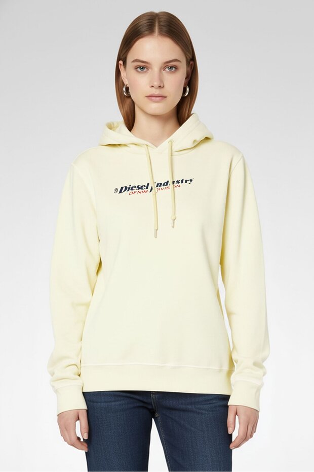 Women Graphic Print Long Sleeve Hoodie, Pale Yellow