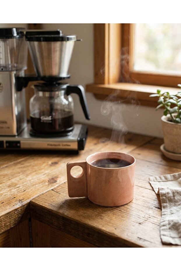 كوب من الخزف الحجري مستطيل الشكل بمقبض - 4