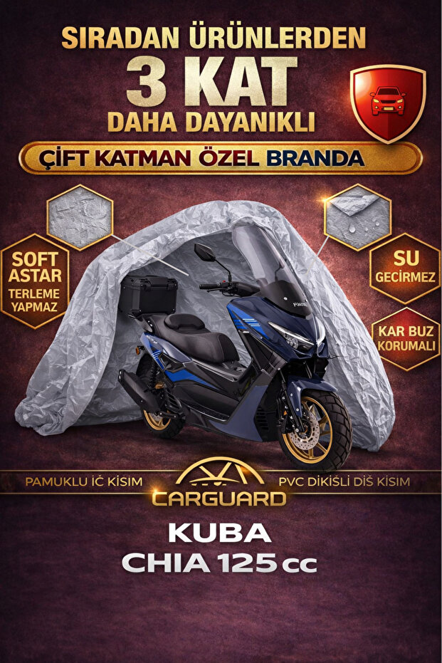 غطاء محرك دراجة نارية من القماش القطني Kuba Chia 125 cc - متوافق مع الحقيبة الخلفية
