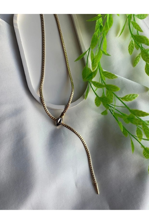 Gold çelik Y kolye - 4