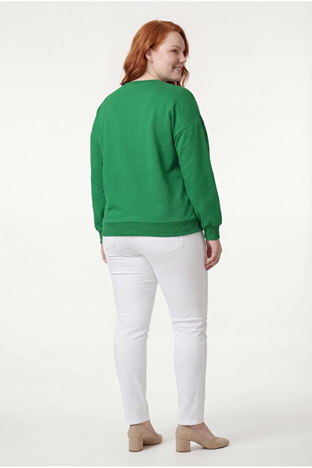 Hanorac de damă Plus Size Basic Charmed verde - 6