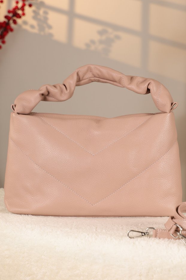 Soft Style Leather Bag with Shoulder Strap - 40326, Melon Color, 100% Original Leather