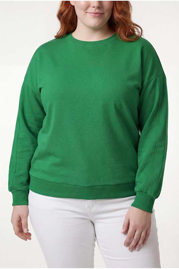 Hanorac de damă Plus Size Basic Charmed verde - 4