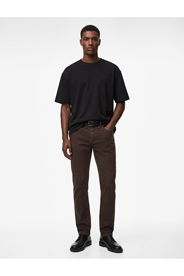 Cotton Pocketed Buttoned Slim Fit Trousers