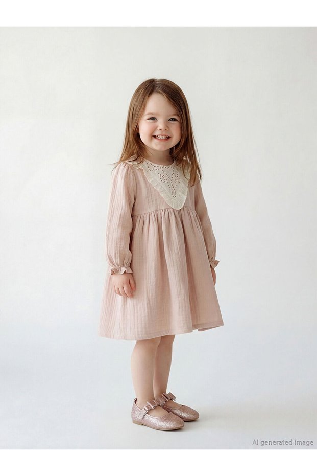 New Season Baby Collar Muslin Baby Girl Dress