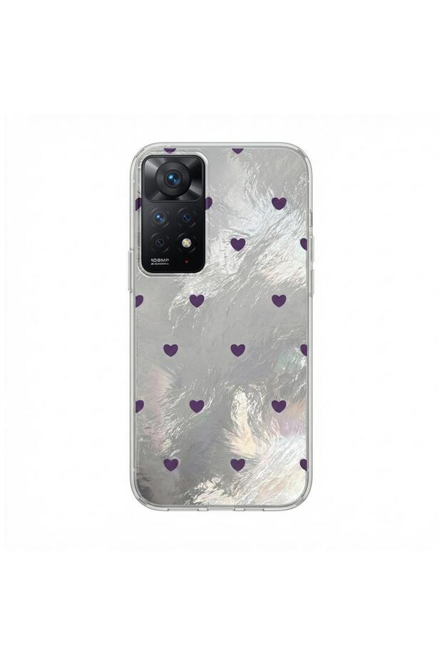 Xiaomi Redmi Note 11 Pro 4g Compatible Case Pink Heart Silicone Case Lilac