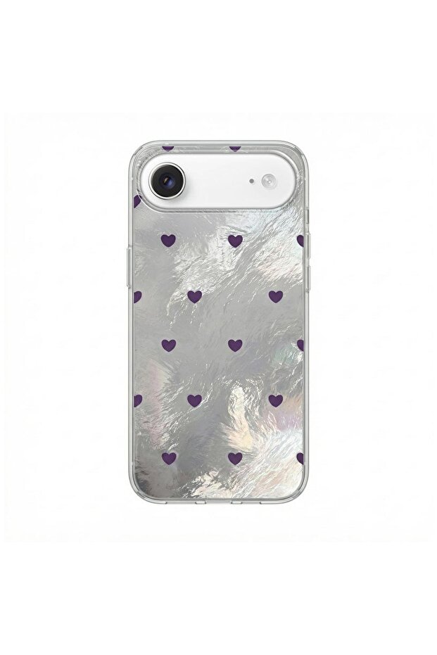 Apple iPhone 17 Air Compatible Case Pink Heart Silicone Case Lilac