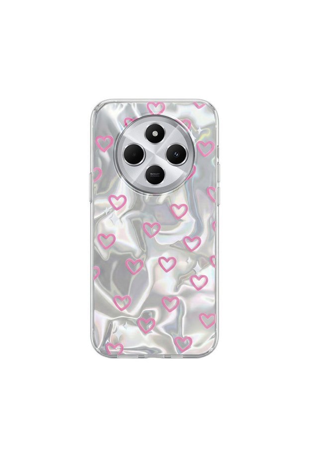 Xiaomi Redmi 14C Compatible Case Zebana Pink Heart Silicone Case Pink