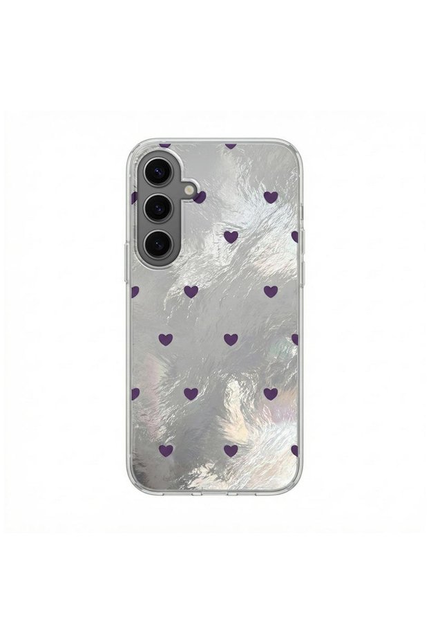 Samsung Galaxy S23 Compatible Case Pink Heart Silicone Case Lilac