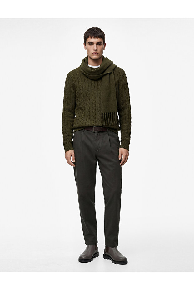 Long Sleeve Crew Neck Hair Knit Textured Knitwear Sweater