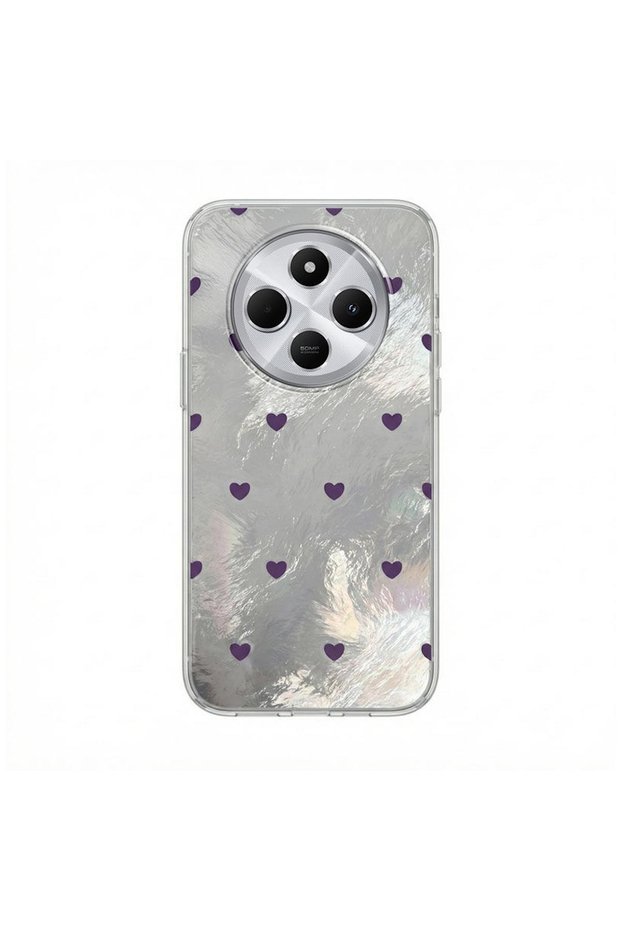 Xiaomi Redmi 14C Compatible Case Heart Pattern Silicone Case Lilac