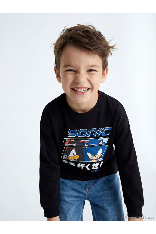 Black Crew Neck Printed Boy's T-Shirt